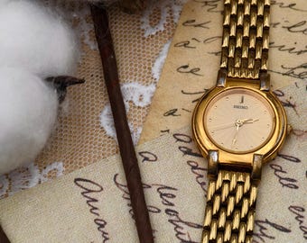 ヴィンテージ 1980年代 セイコー レディース クォーツ腕時計 ゴールド