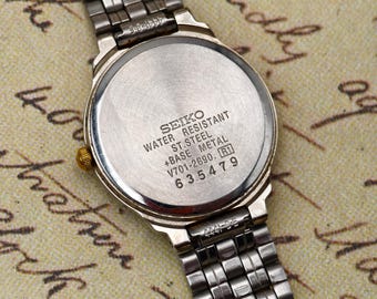 Vintage 1990s Seiko Ladies Quartz Two-tone Watch With Gold Dial