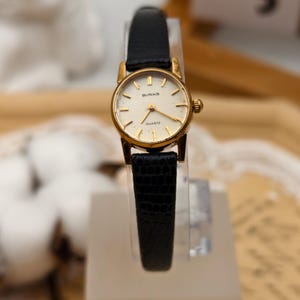 Orologio da donna Birks vintage anni '80 color oro, al quarzo, cassa da 19 mm, cinturino in pelle
