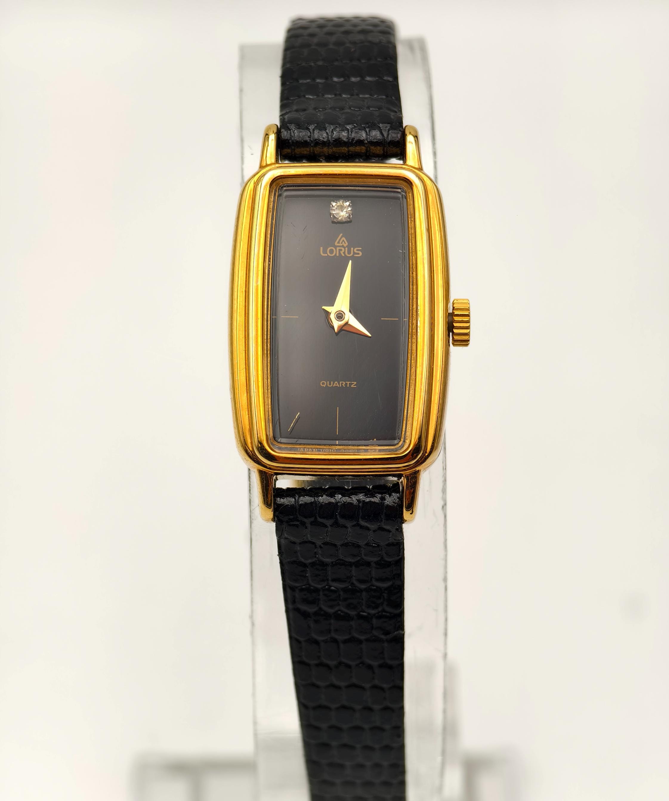 Montre à quartz dorée Lorus pour femme, vintage des années 90