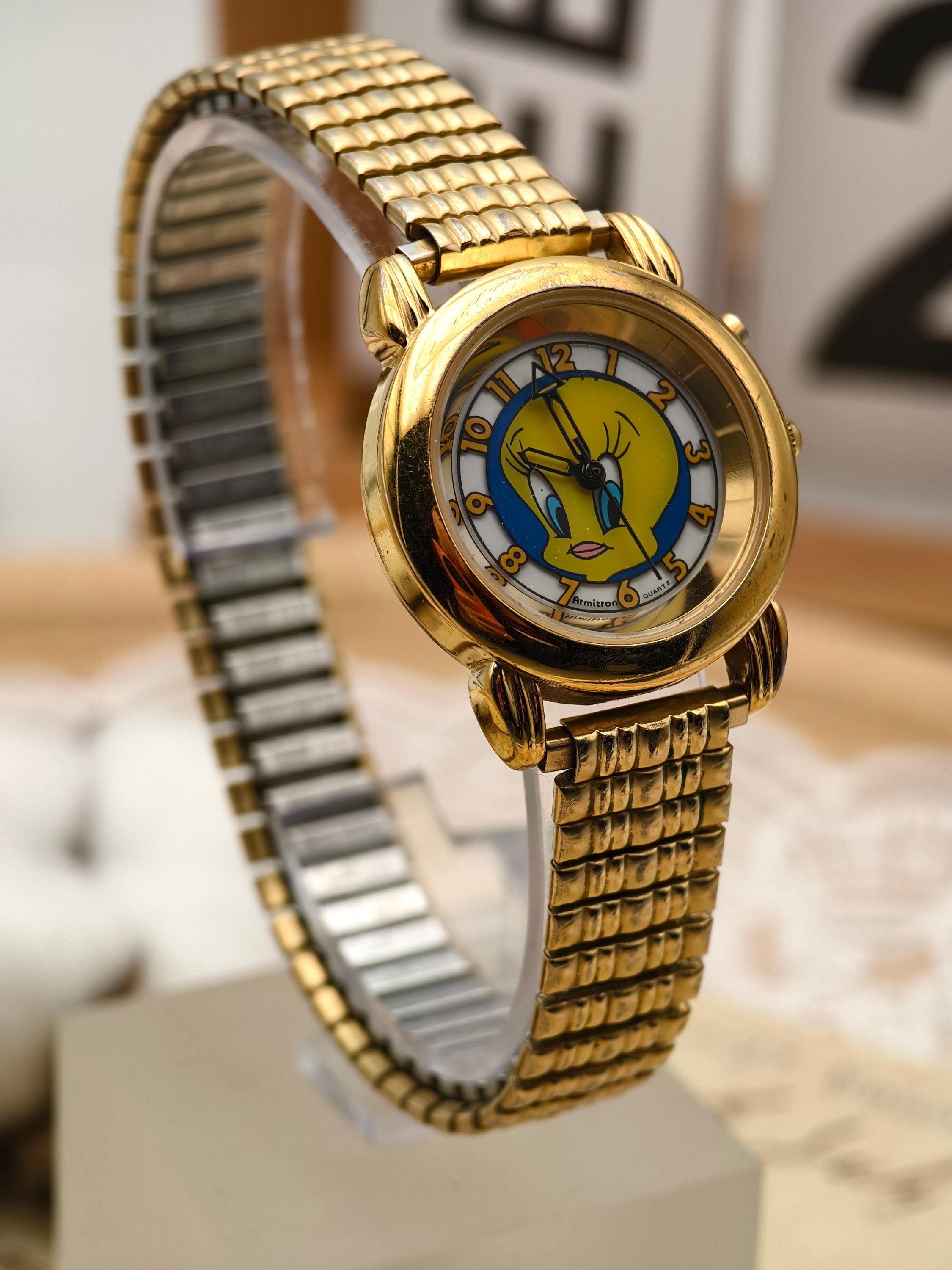 Armitron Tweety Bird Canvas Strap Quartz Watch Display Model New Battery SS198 Disney Tweety Bird Watch 1996 Armitron Quartz | Mercari main image 2
