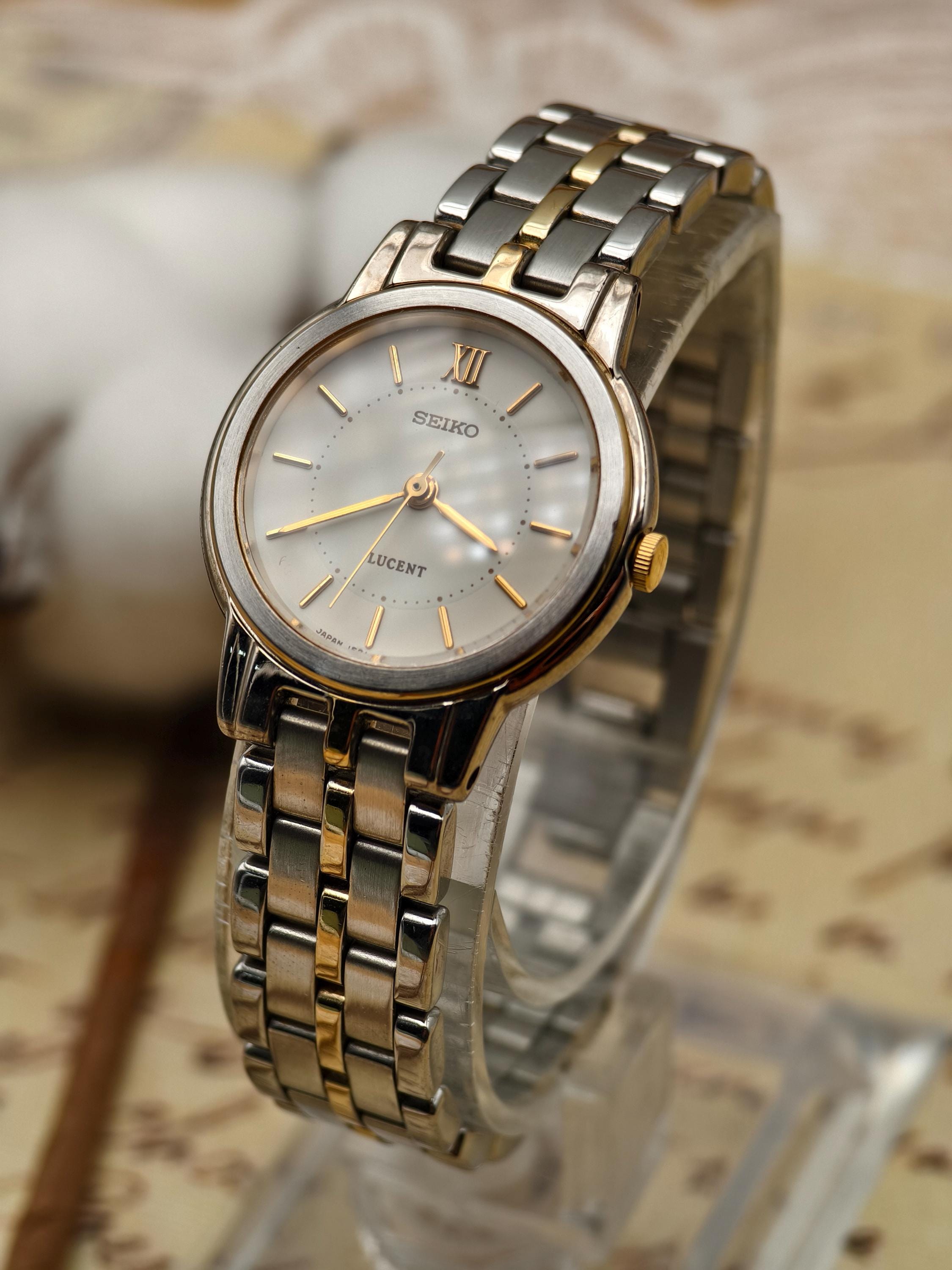 Vintage 1990s Seiko Lucent Ladies Quartz Two Tone Stainless Steel