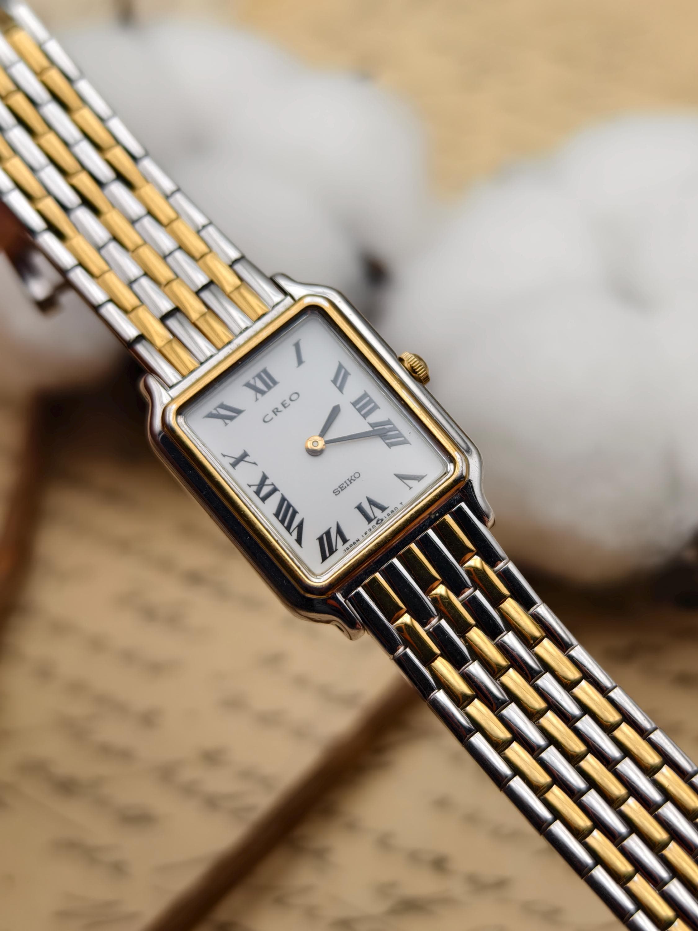 Vintage Seiko Creo 4N21-0170 Ladies Watch Gold Tone Quartz Bracelet 24mm Japan Vintage 1984 N MINT Seiko Tisse 2C21-5310 Gold Quartz Womens  main image 3