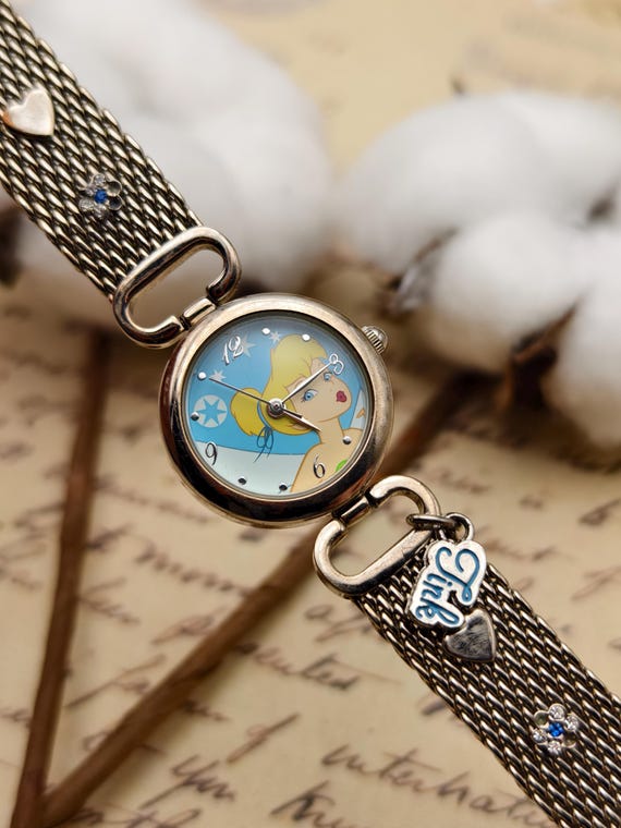 Tinker Bell Silver Charm Bracelet Watch - Blue Dial Disney Women Watch 22mm Tinker Bell Silver Tone Charm  main image 4