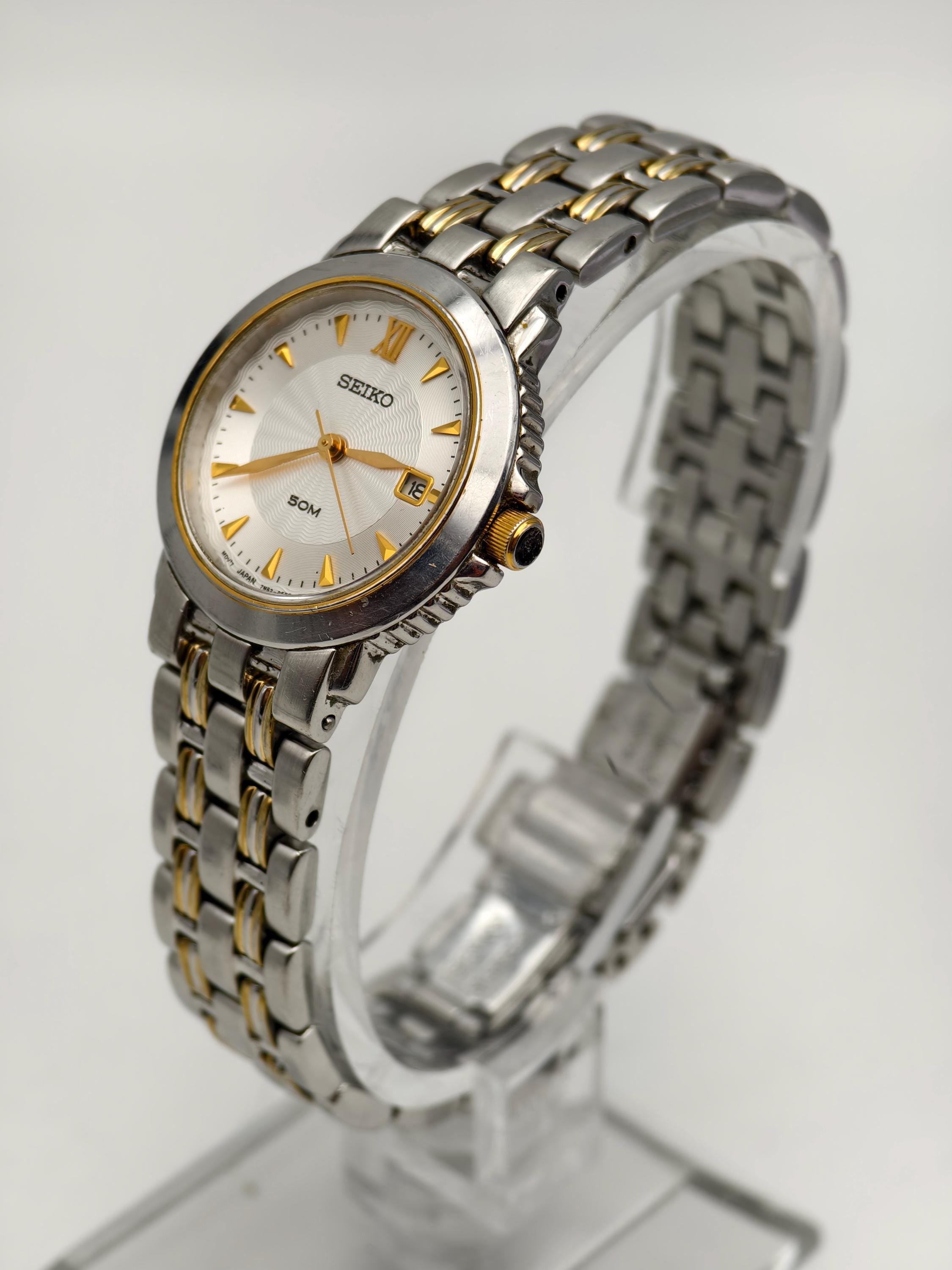 Vintage 1990s Seiko Ladies Two-tone Quartz Watch 26mm
