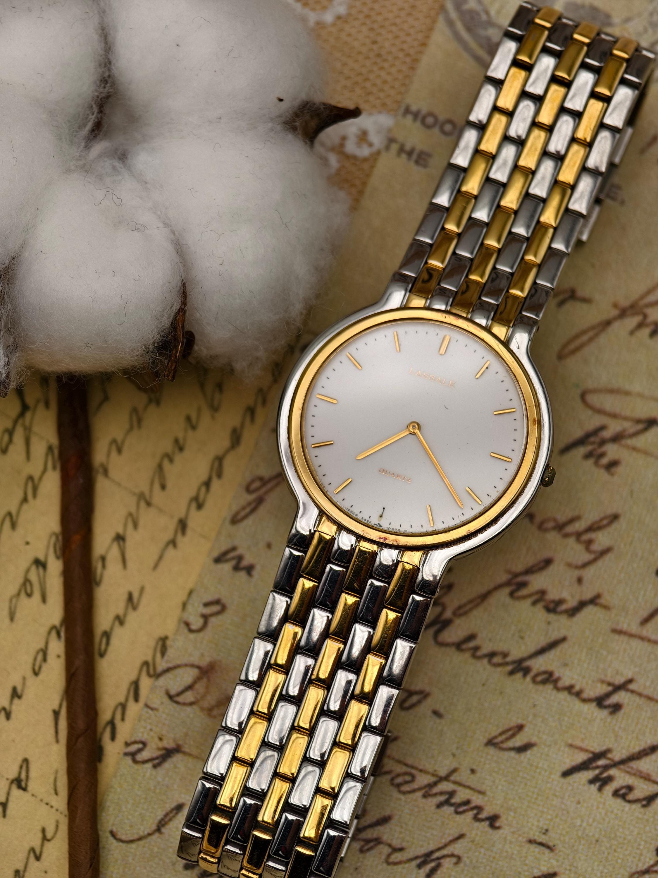 Seiko Lassale Super Rare Vintage Ladies Watch Two-Tone Case Creamy Yellow Dial Vintage 1980s Seiko Lassale Ladies Quartz Two-tone Watch  main image 2