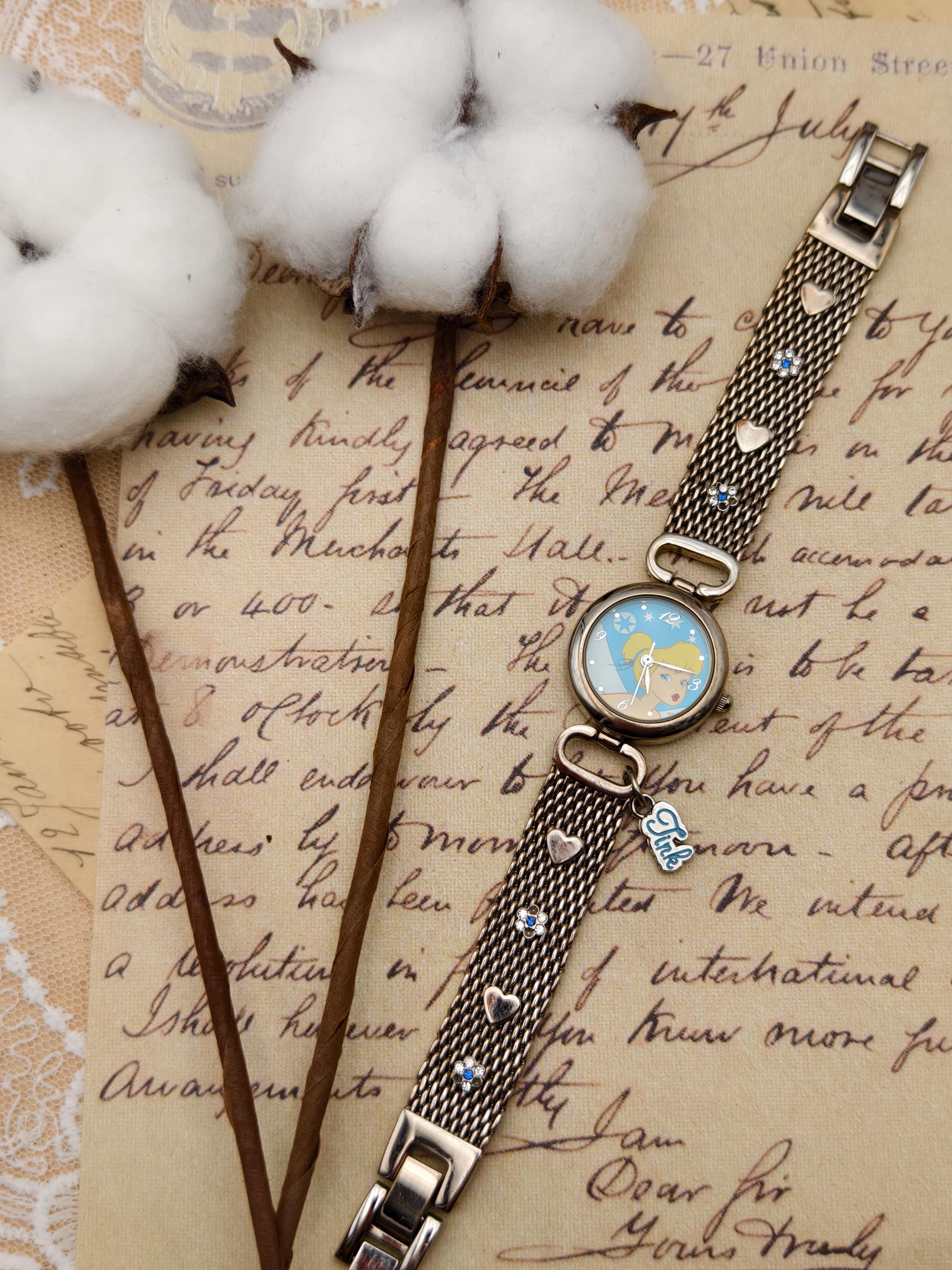 Disney Tinker Bell Bracelet Watch Quartz Working Silver Tone Vintage Disney Tinker Bell Ladies Quartz Watch 24mm Silver  main image 4
