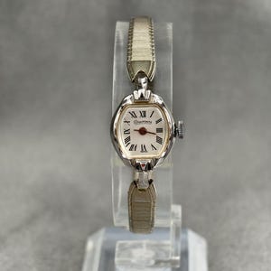 Orologio meccanico svizzero vintage Dufonte da donna color argento con quadrante ovale