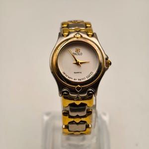 Vintage Paolo Ladies Two-Tone Quartz Watch Gold Silver Bracelet
