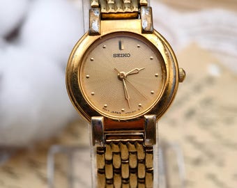 美品✨SEIKO レディース　ゴールド　ヴィンテージウォッチ　シンプル 腕時計 ヴィンテージ 1980年代 セイコー レディース クォーツ腕時計 ゴールド