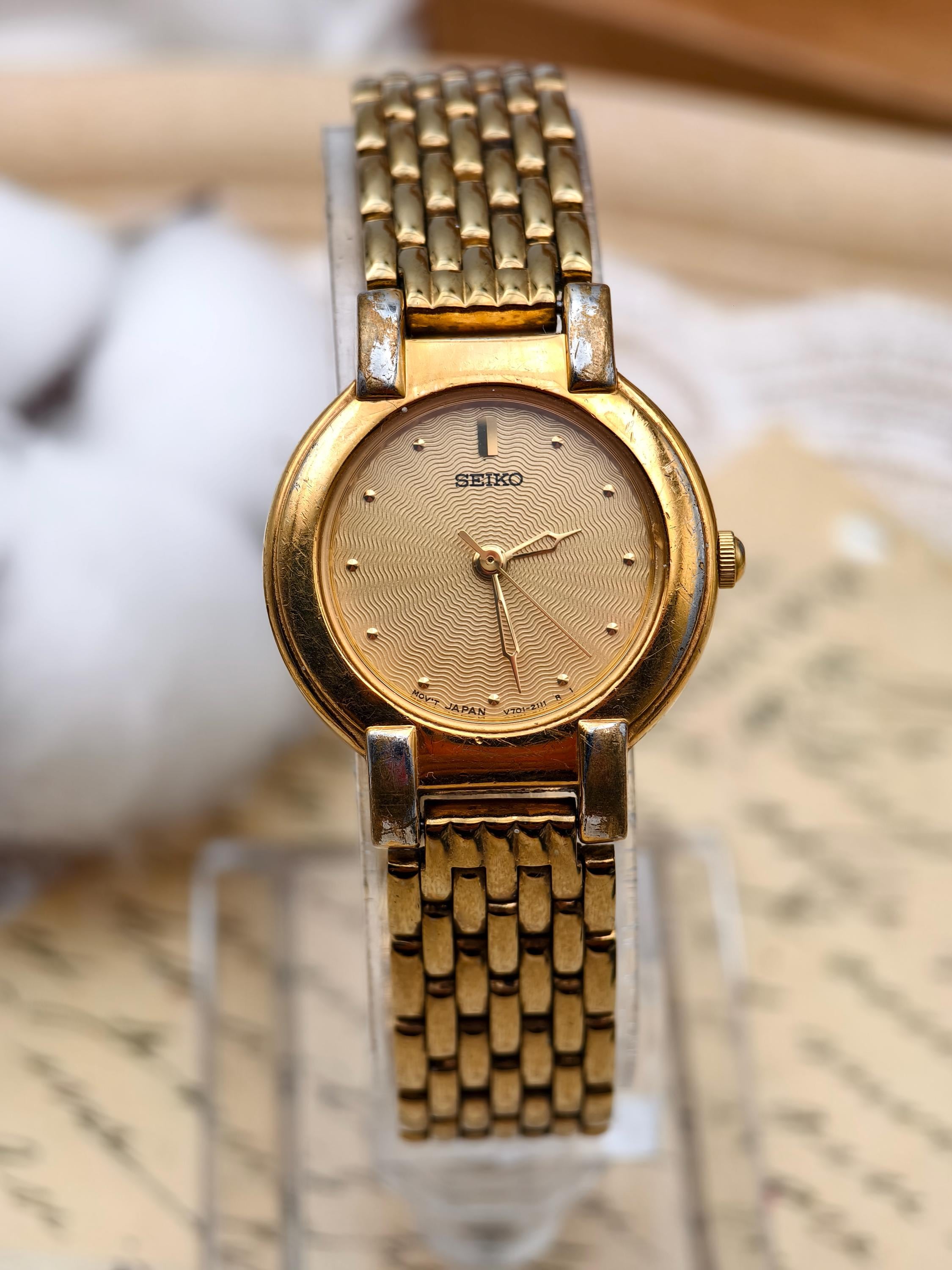 ヴィンテージ 1980年代 セイコー レディース クォーツ腕時計 ゴールド
