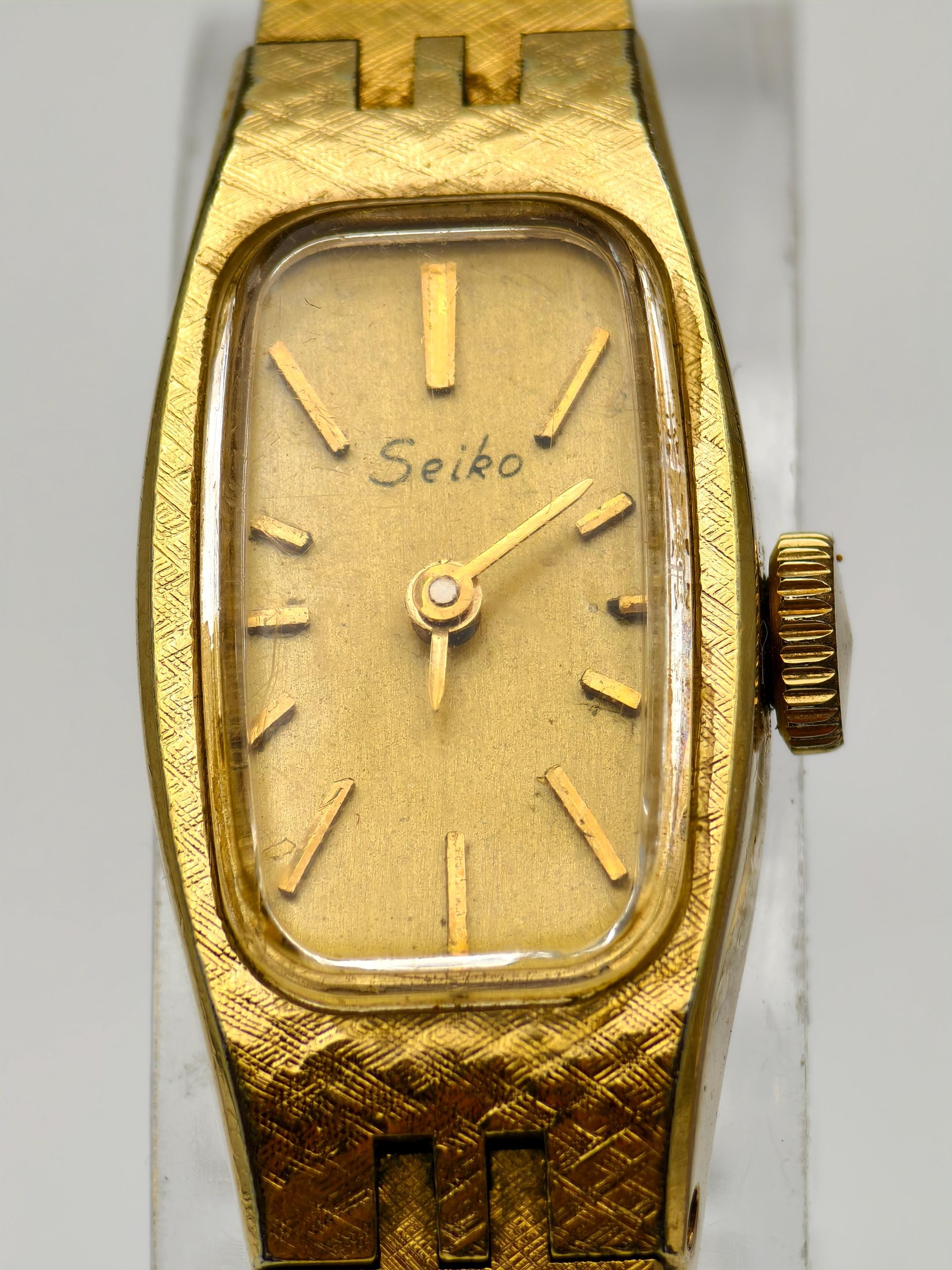 Vintage 1970s Seiko Ladies Gold Tone Mechanical Watch 14mm