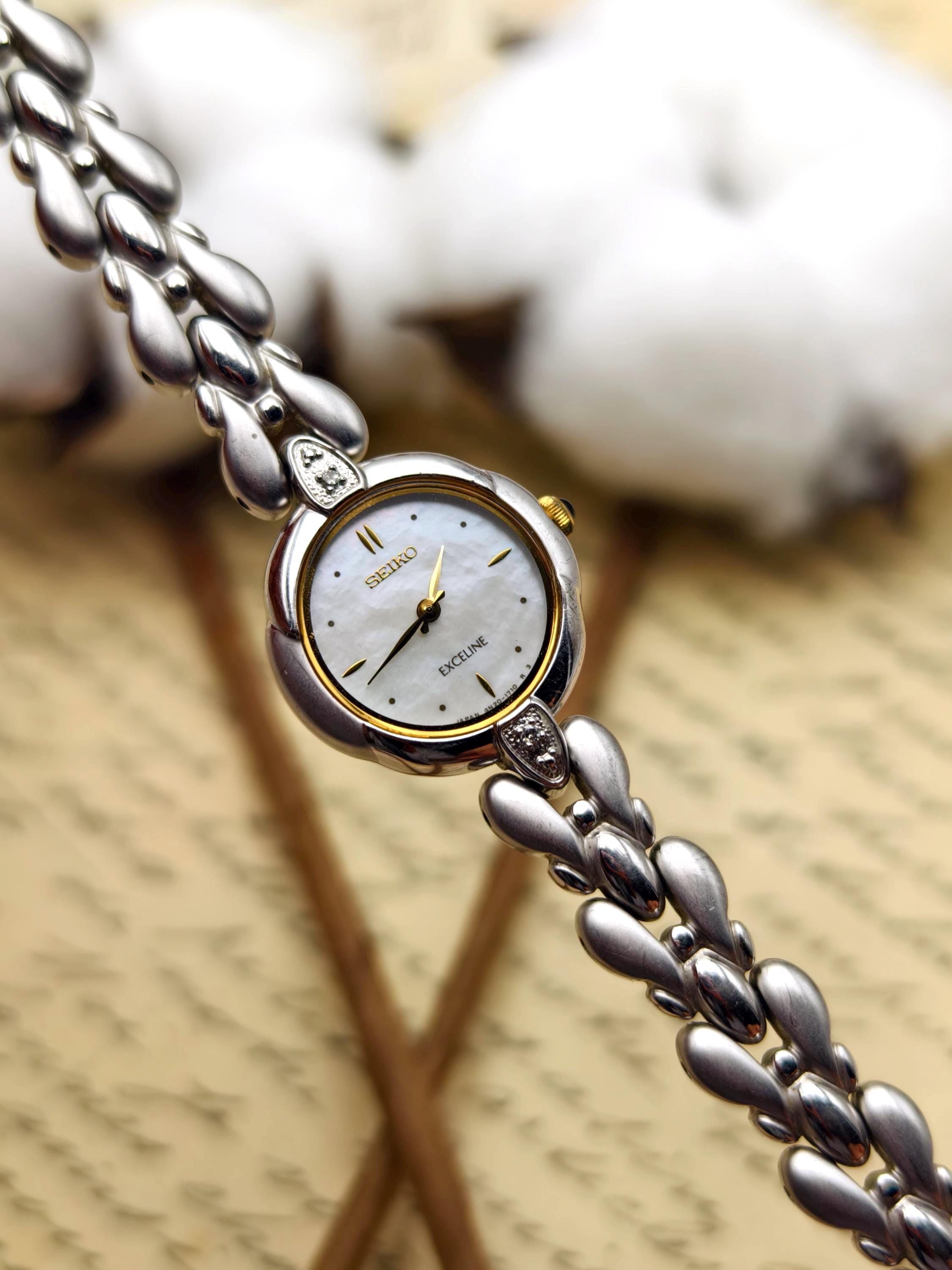 Vintage Seiko Exceline Two-tone Watch, Mother of Pearl Dial