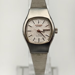 Vintage 1970s Citizen Ladies Stainless Steel Mechanical Watch Silver Dial 22mm