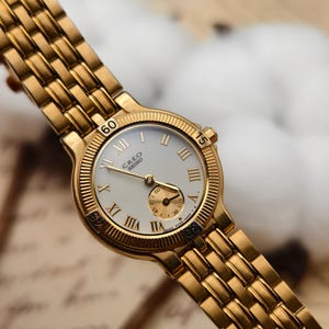 Vintage Seiko Creo Ladies Quartz Watch Gold Tone Roman Dial Small