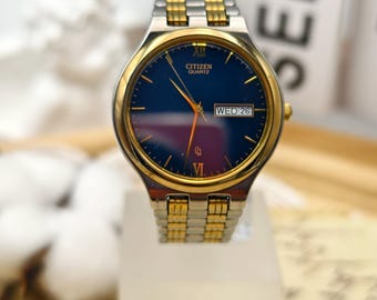 ヴィンテージ シチズン クロノグラフ ウォッチ - ブルー ダイヤル