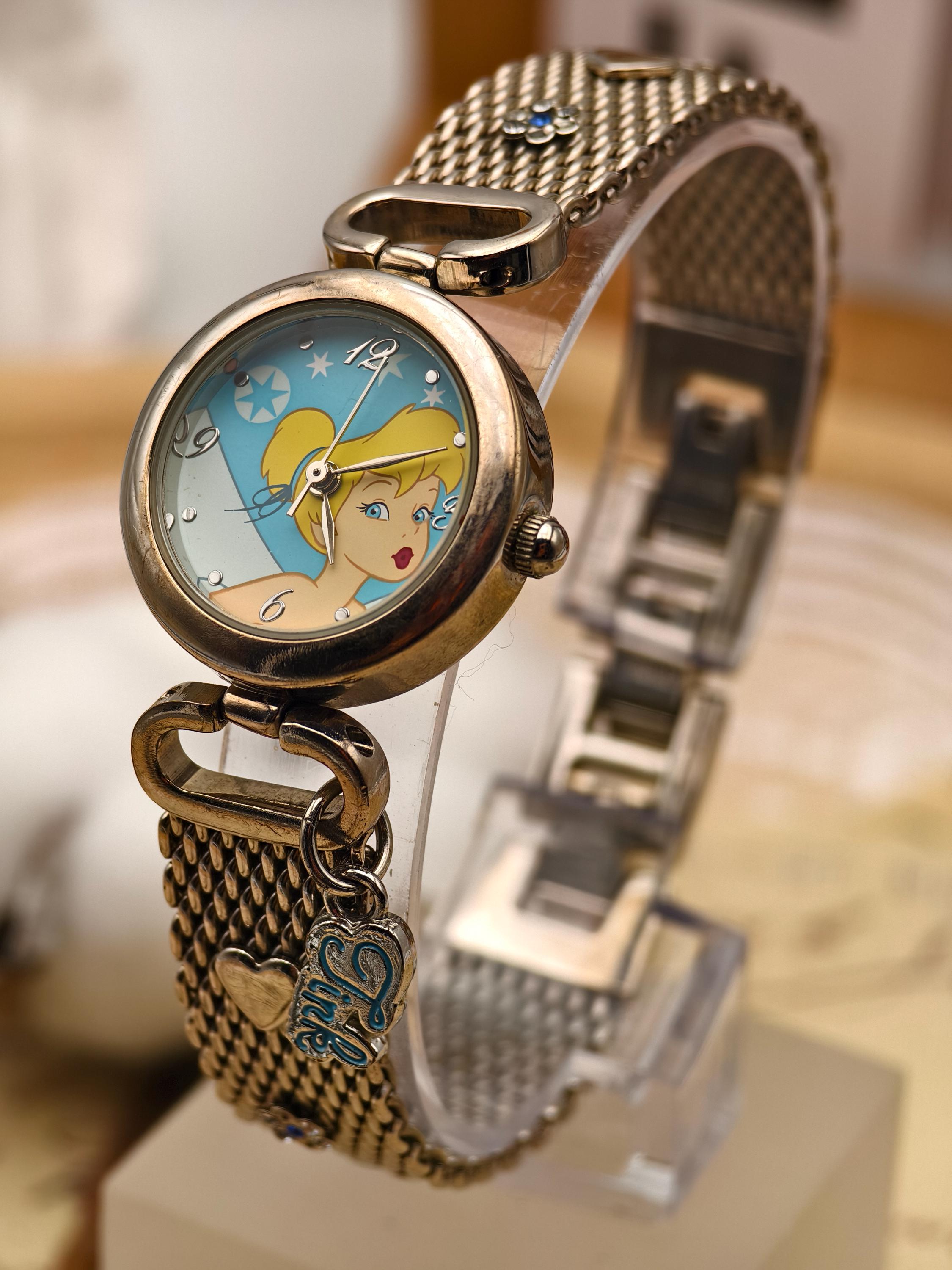 Disney Tinker Bell Bracelet Watch Quartz Working Silver Tone Vintage Disney Tinker Bell Ladies Quartz Watch 24mm Silver  main image 3