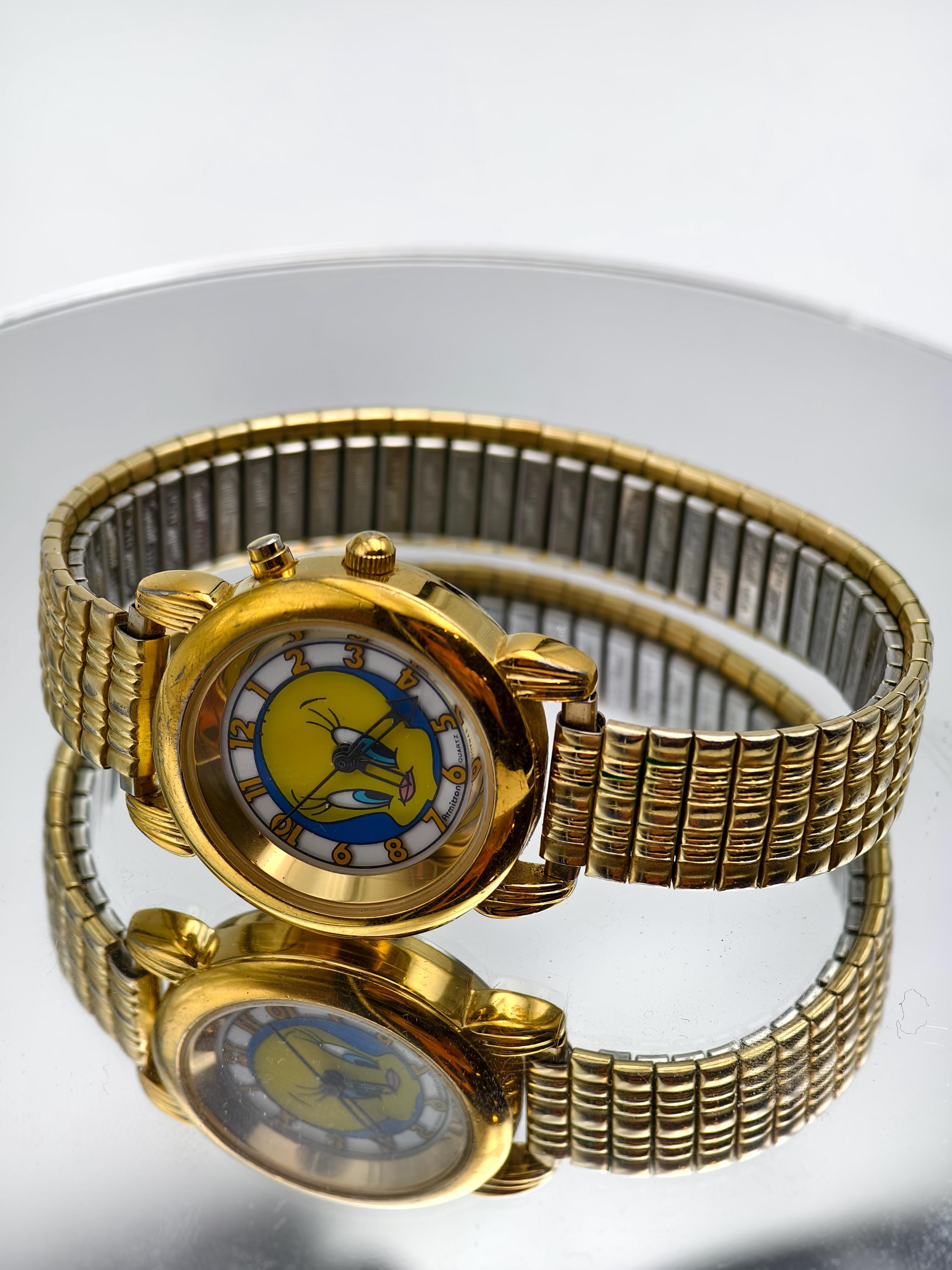 ?1995 WB x Armitron TWEETY stretchy band watch Tweety Bird Armitron - Etsy main image 2