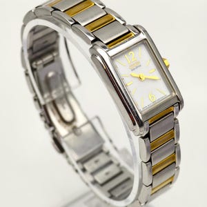 Vintage Citizen Ladies Two-Tone Eco-Drive Solar Powered Watch Rectangular Case