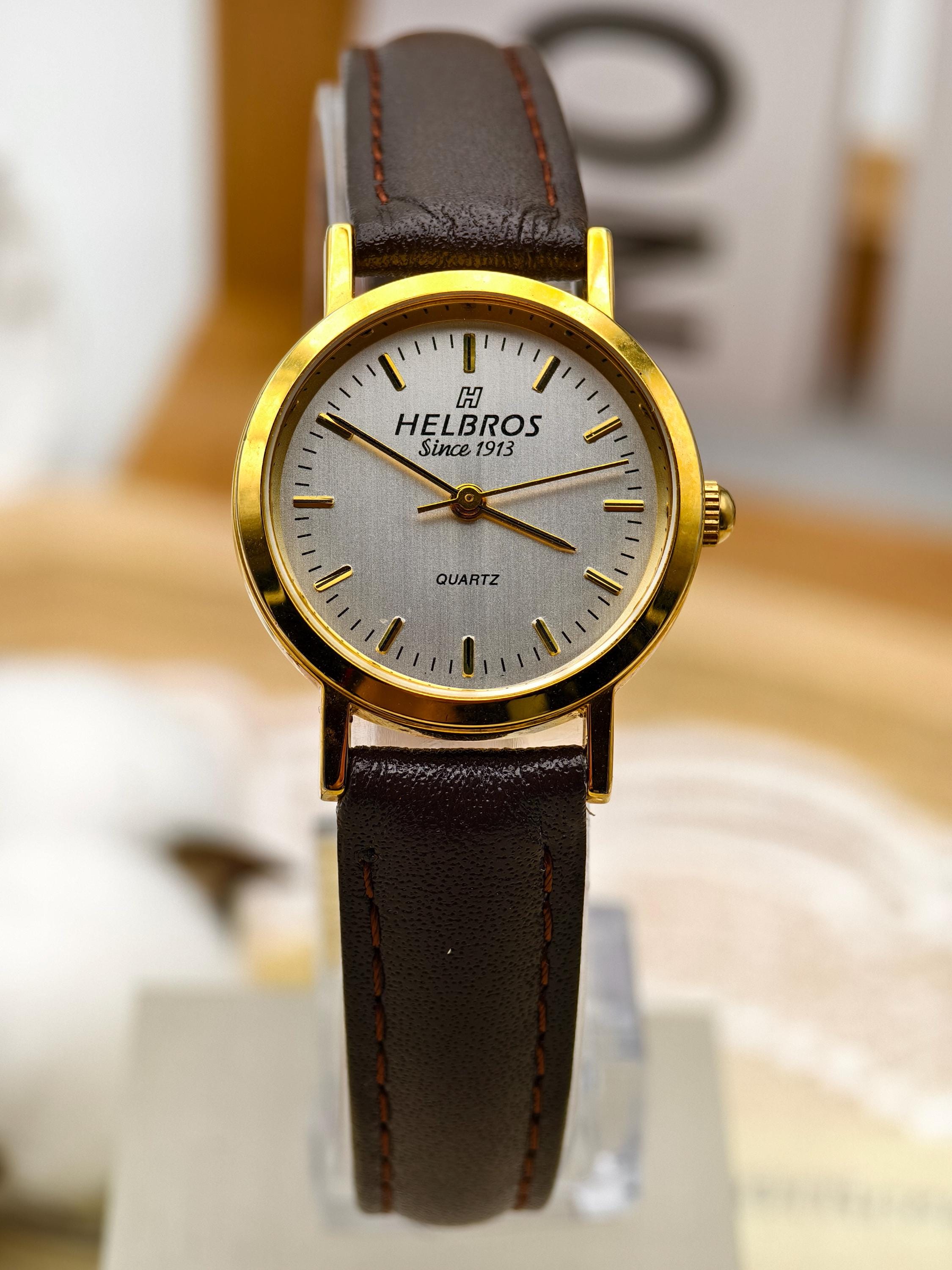 Vintage Helbros 25291 Womens Gold Tone Quartz Dress Watch Dainty New Battery Helbros Women Casual Stainless Steel Band Wristwatches for  main image 4