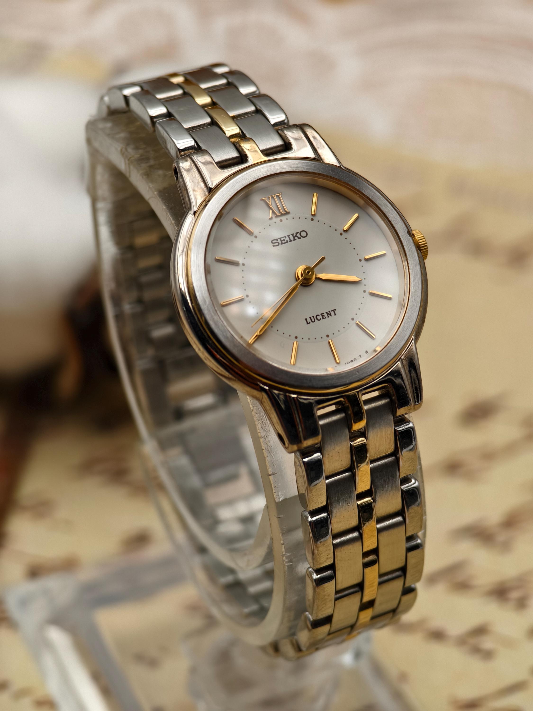 Vintage 1990s Seiko Lucent Ladies Quartz Two Tone Stainless Steel