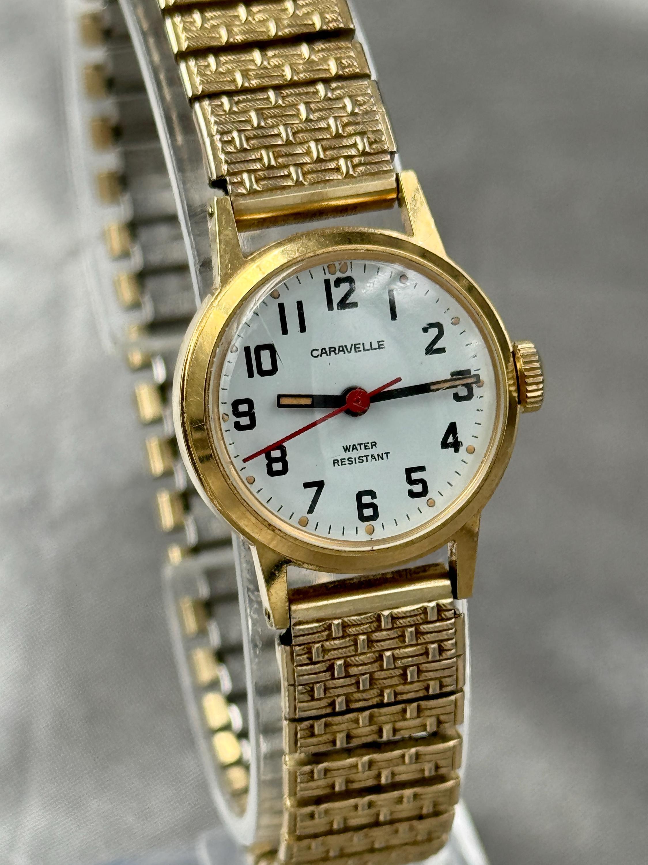 Caravelle N5 1975 Automatic Ladies Watch Gold-Tone Swiss, Water Resistant Unique Caravelle N5 1975 Womens Windup Watch - Gold-filled  main image 4