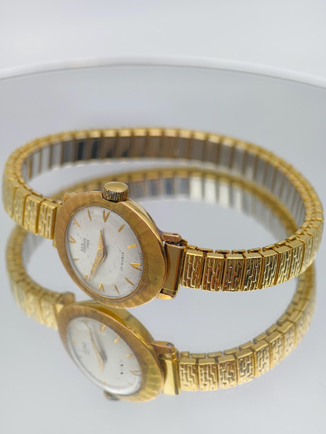 Vintage 1960er DuBois Damen Gold Tone Mechanische Uhr