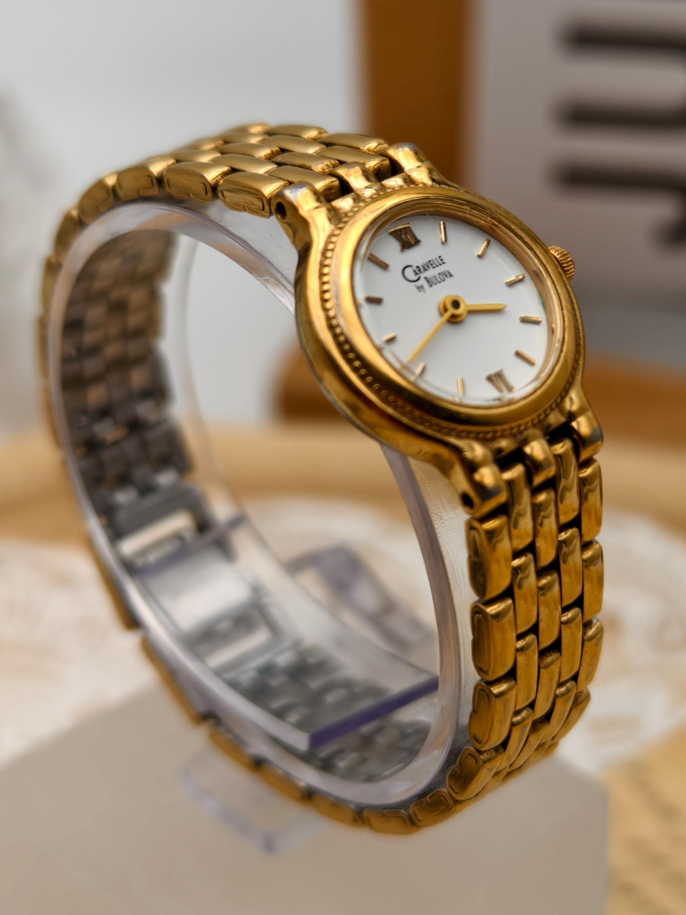 Caravelle Bulova Ladies Vintage Gold Plated White Dial Watch Quartz Amazon.com: Caravelle by Bulova Ladies Quartz Vintage  main image 4
