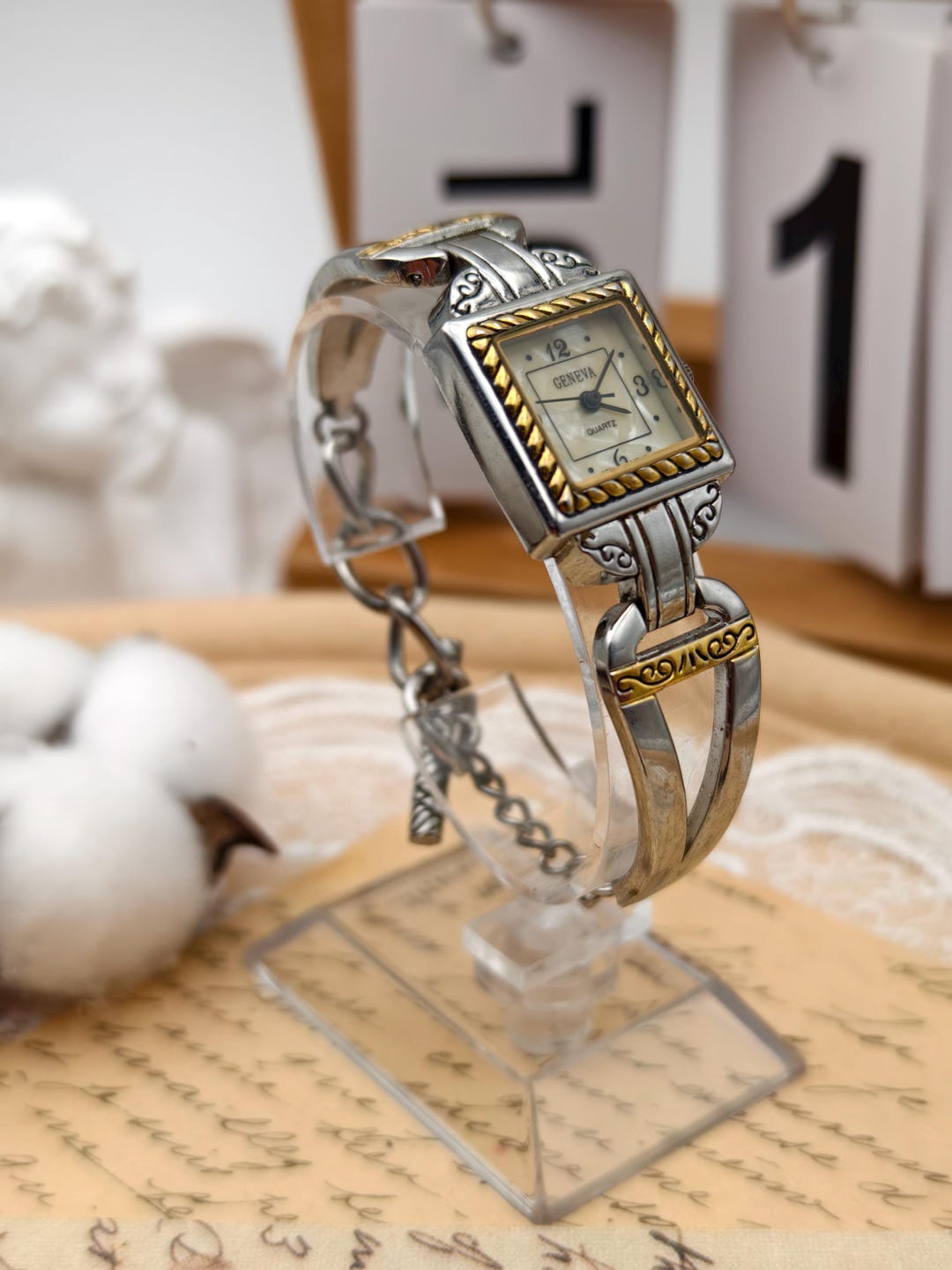 Roberto Marino RM1982 Orologio Da Donna Rettangolare Oro - Movimento Giapponese, Acciaio Inox, Quadrante Argento - 3