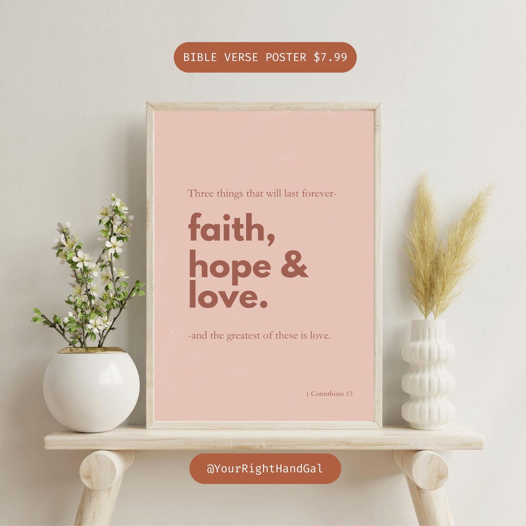 Faith Hope Love Bible Verse 1 Corinthians 13 Print Christian Wall Art ...