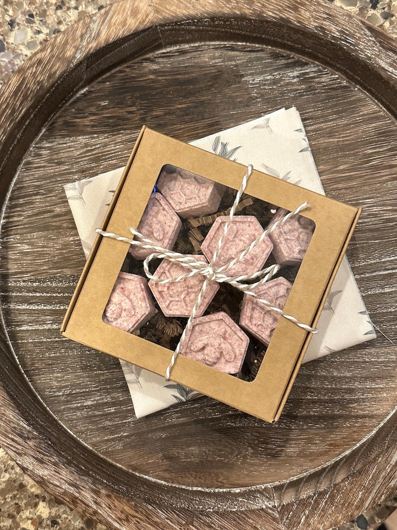 Organic natural 3 oz bag mini shower steamers or 8 pack gift box & steamer dish, gift for her, gift for him, basket filler, shower gifts image 10