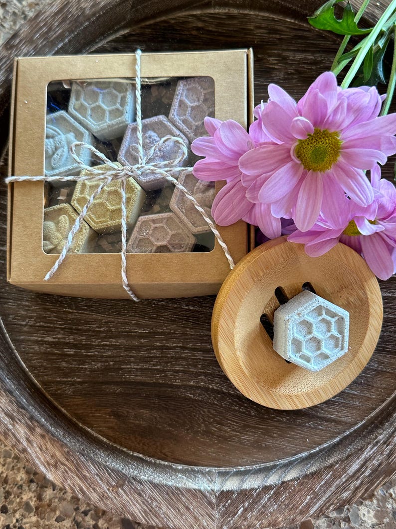 Organic natural 3 oz bag mini shower steamers or 8 pack gift box & steamer dish, gift for her, gift for him, basket filler, shower gifts image 9