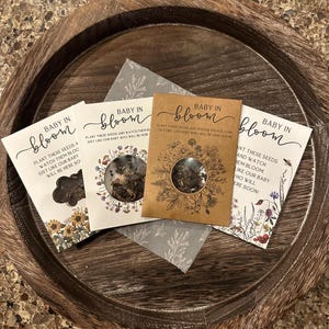 Cadeaux baby shower avec fenêtre ouverte sur les graines de fleurs sauvages - Bébé en fleurs, sachets de graines de fleurs sauvages - Peut être personnalisé avec étiquette