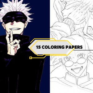 Jujutsu kaisen manga coloring pages, 15 pages, coloring pages for children and adults, instant download, printable PDF.