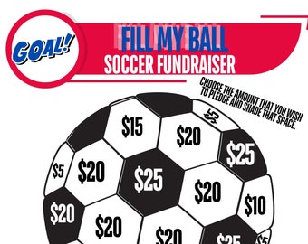Printable Soccer Fundraiser | &quot;Fill My Ball&quot; Soccer Fundraising Sheet | Canva Template + PDF and PNG files and BONUS Free Pledge Tracker