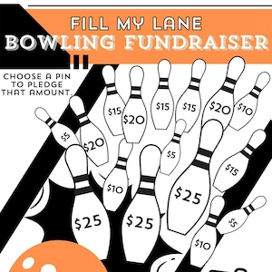 Fill My Lane Printable Bowling Spendenaktion | Canva Vorlage, PDF, PNG | Bowling Team Spendensammlung