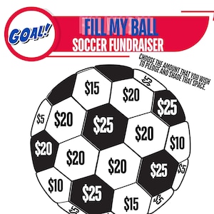 Printable Soccer Fundraiser: Fill My Ball, Pledge Tracker (Canva Template, PDF, PNG)