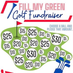 Afdrukbare golfinzamelingsactie | Afdrukbare Fill My Green Golf Team-inzamelingsactie | Canvassjabloon, png, pdf