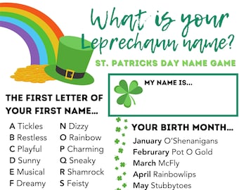 St. Patrick&#39;s Day Leprechaun Name Game and Word Search Printable Activity Sheet | PDF, PNG