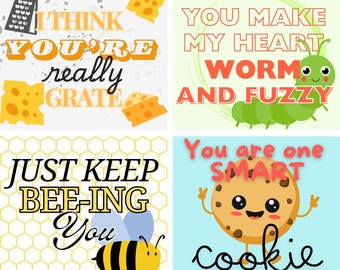 Notes imprimables pour boîte à lunch - Cartes d'encouragement, école et travail (PDF et PNG)