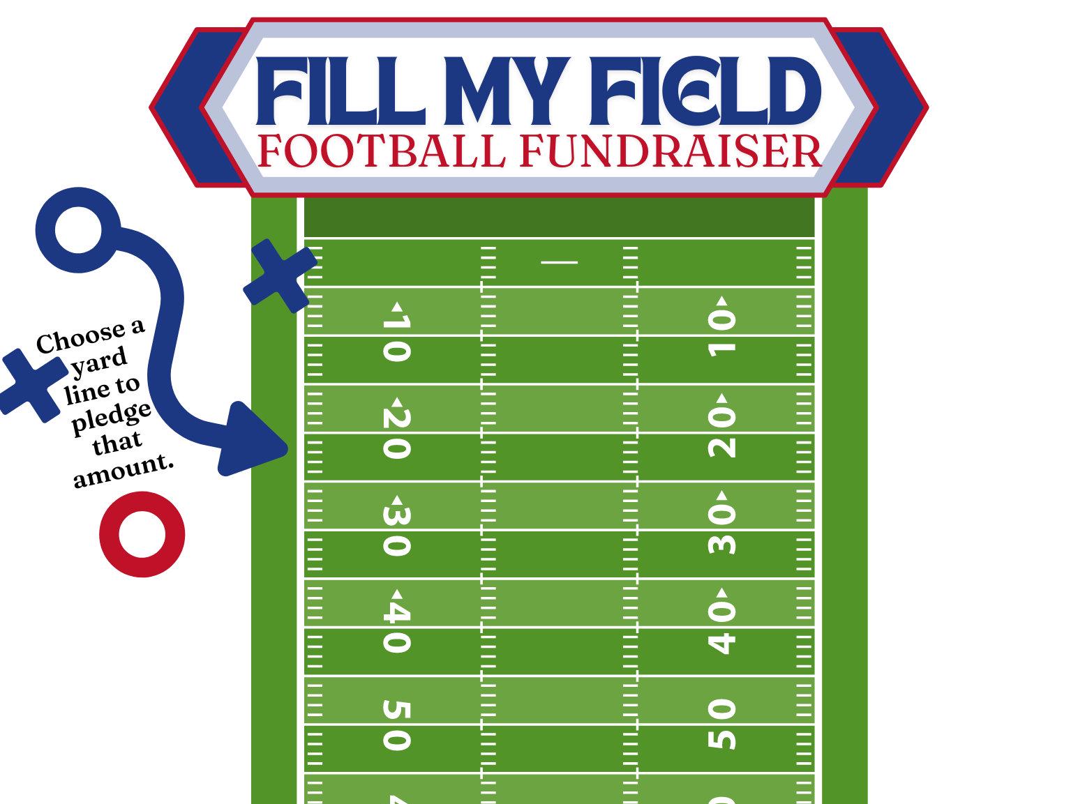 Football Printable Fundraiser Sheet | Fill My Field with BONUS Fill My Helmet Printable Sheet | Canva Template, PDF, PNG