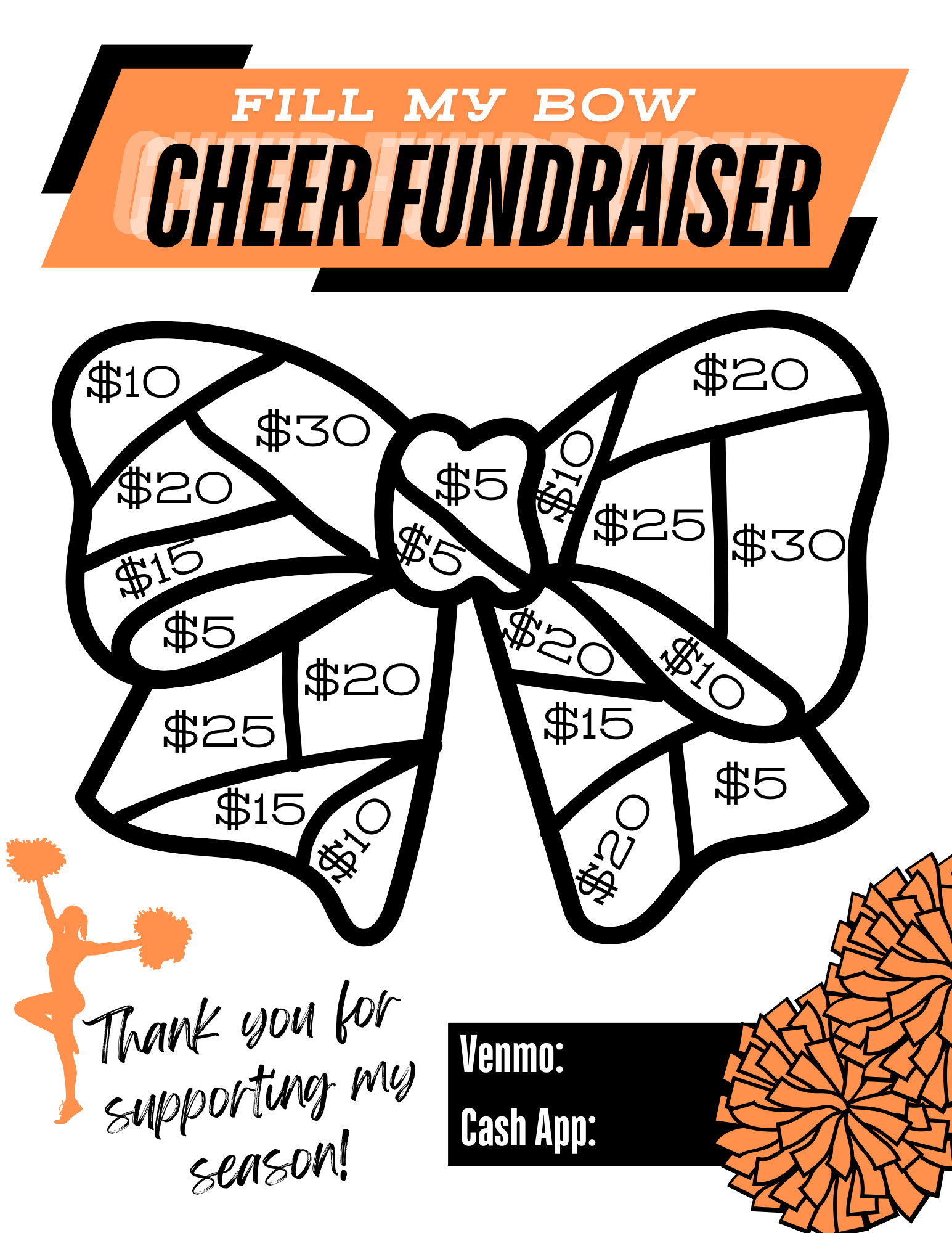 Fill My Bow Printable Cheer Fundraiser PNG PDF and Canva Template Fill My Bow Printable Cheer Fundraiser PNG PDF and Canva Template