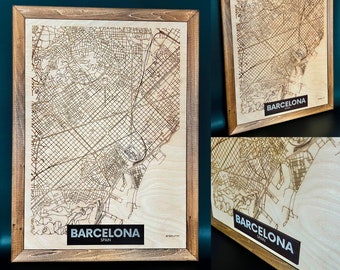 Barcelona map City map decor Europe map poster Home office decor