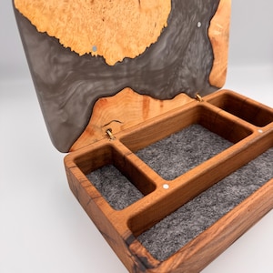 Regalo de boda único para pareja, joyero grande de madera hecho a mano con tapa, recuerdo rústico para anillos, cartas y recuerdos, regalo para recién casados.