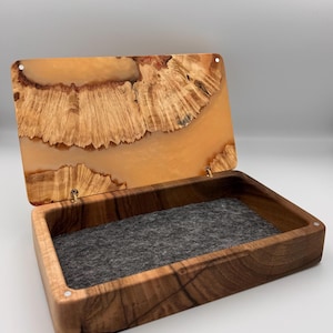 Regalo de boda único para pareja, joyero grande de madera hecho a mano con tapa, recuerdo rústico para anillos, cartas y recuerdos, regalo para recién casados.