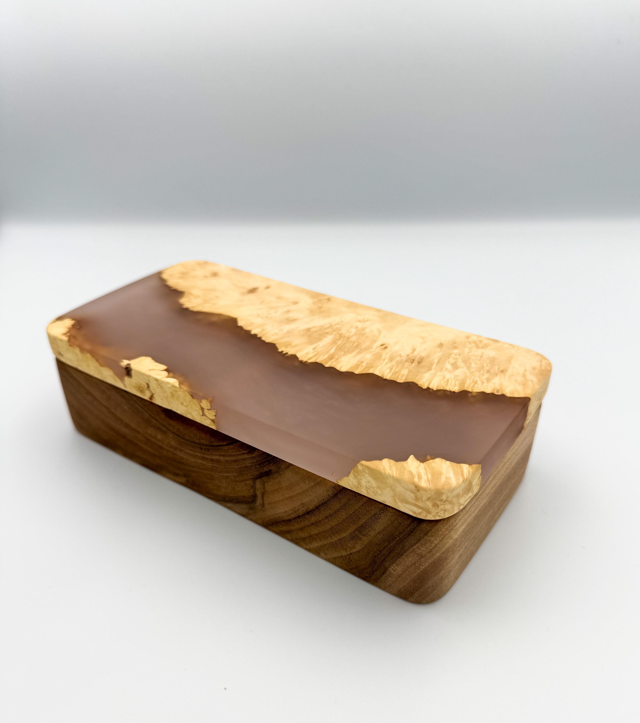 Handmade Natural Wood Keepsake Box with Epoxy Resin, Perfect Mother's Day and Women's Day Gift, Unique Jewelry Storage, Sentimental Keepsake