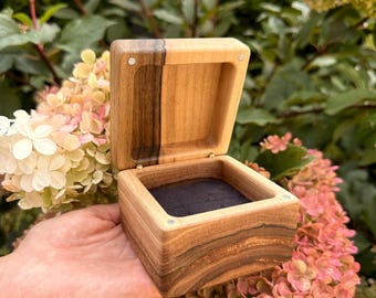 Personalized Wooden Earring Box, Natural Wood Jewelry Organizer, Rustic Jewelry Box with Engraving, Custom Gift for Her
