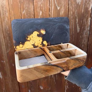 Mystical Magic Themed Trinket Box | Handmade Wooden Jewelry Box with Epoxy Resin | Witchcraft and Fantasy Gift | Personalized Keepsake Box