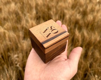 Handcrafted Wooden Ring Box for Proposal, Rustic Engagement Ring Box, Natural Wood Jewelry Box for Wedding Proposal