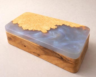Mother's Day Gift Handmade Wooden Jewelry Box with Epoxy Resin Unique Keepsake Box Personalized Gift for Mom, Custom Epoxy Box, Rustic Style